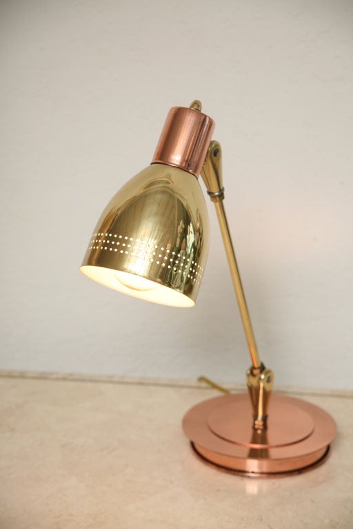 American 50's Copper and Brass Desk Lamp