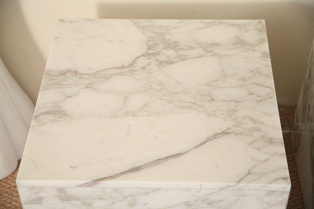 Italian Pair of Carrara Marble Block Tables