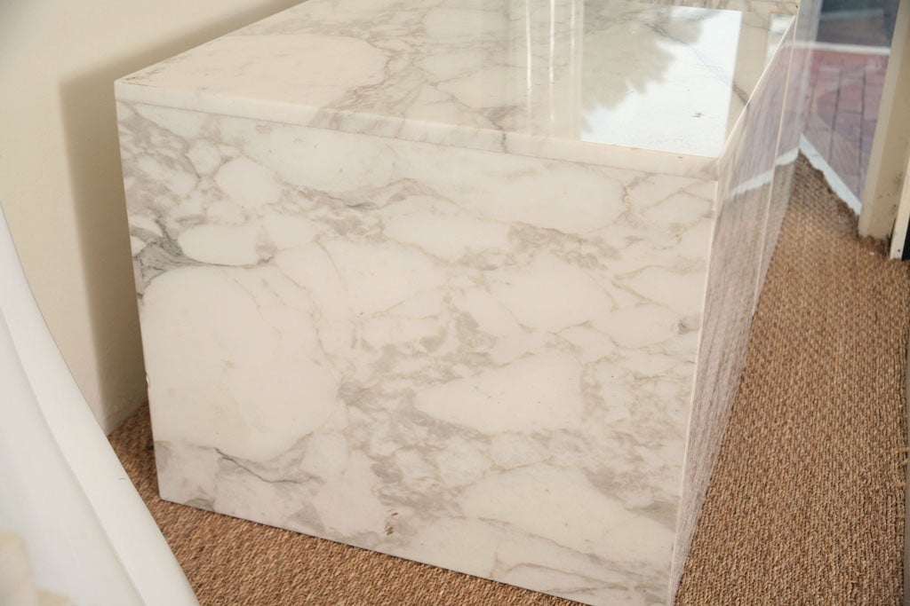 Pair of Carrara Marble Block Tables 2