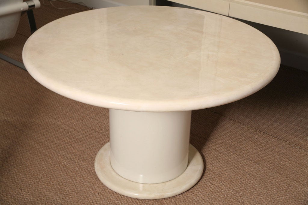 Round Lacquered Goat Skin Table at 1stDibs