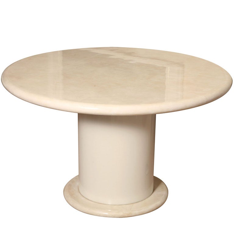 Round Lacquered Goat Skin Table at 1stDibs