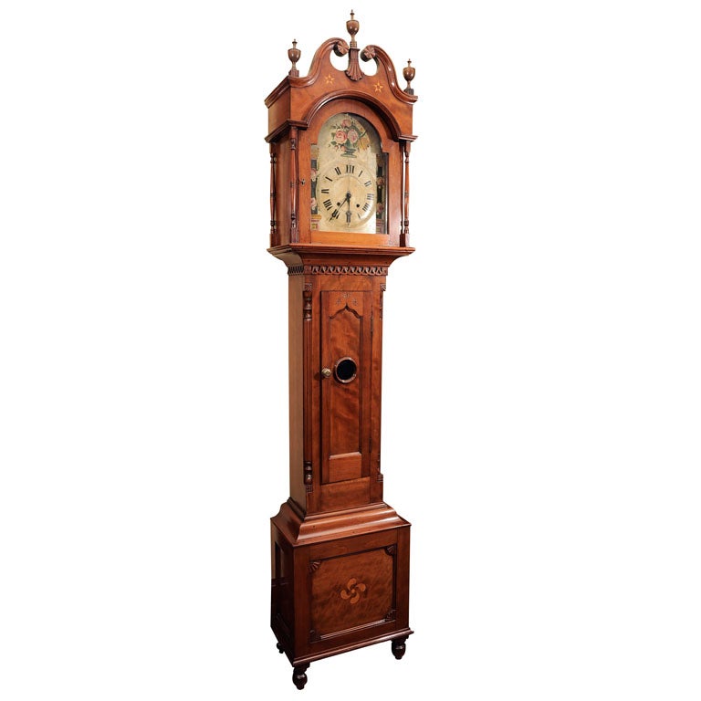 An Important Kentucky Federal Inlaid Cherrywood Tallcase Clock For Sale