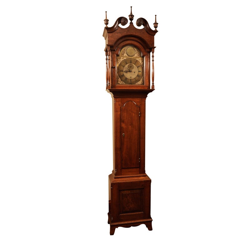 A Chippendale Carved Walnut Tallcase Clock For Sale