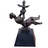 Bronze Mother and Child Sculpture by Chaim Gross