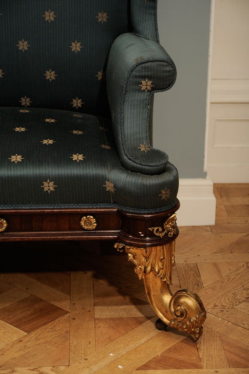 An Unusual Pair of Rosewood and Gilt-Brass Sofas For Sale 2