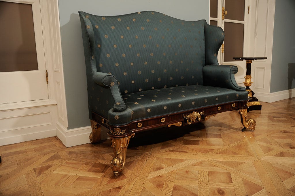 An Unusual Pair of Rosewood and Gilt-Brass Sofas For Sale 5