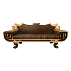 Unusual Ebonized And Giltwood Sofa In The Manner Of Thomas Hope