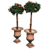 Pair of Beaded Orange Trees