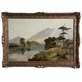 Antique A Painting of the lower Lakes, Grange over Sands.