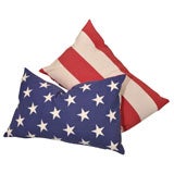 Vintage 20TH C COTTON FADED FLAG MATERIAL PILLOWS