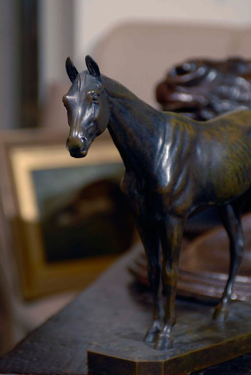 French Bronze Horse Sculpture Signed Vidal from the 19th Century In Good Condition In Atlanta, GA