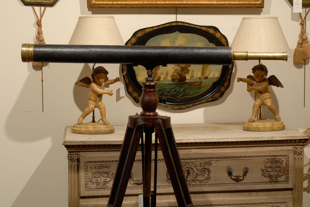 French Telescope  on Wooden Stand