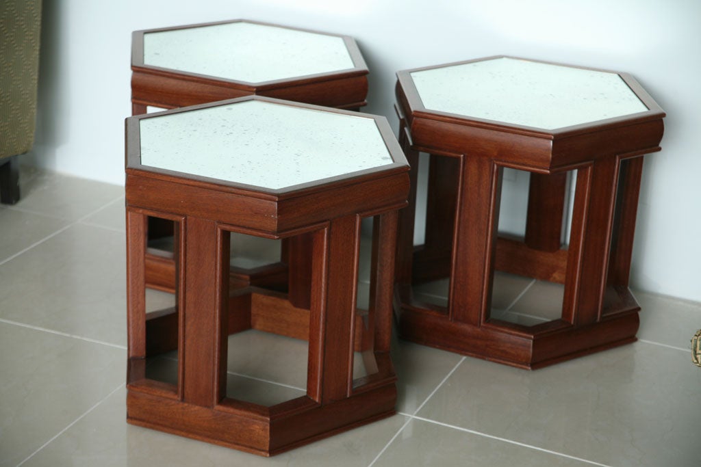 American Mahogany and Mirrored Occasional Tables