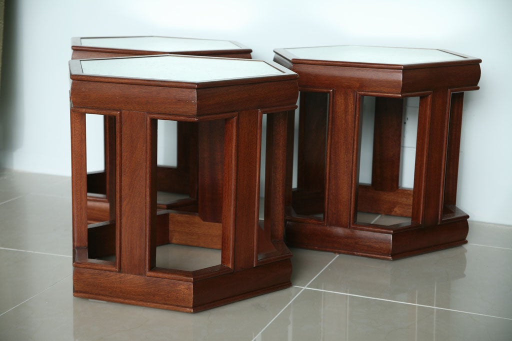 Mahogany and Mirrored Occasional Tables 1