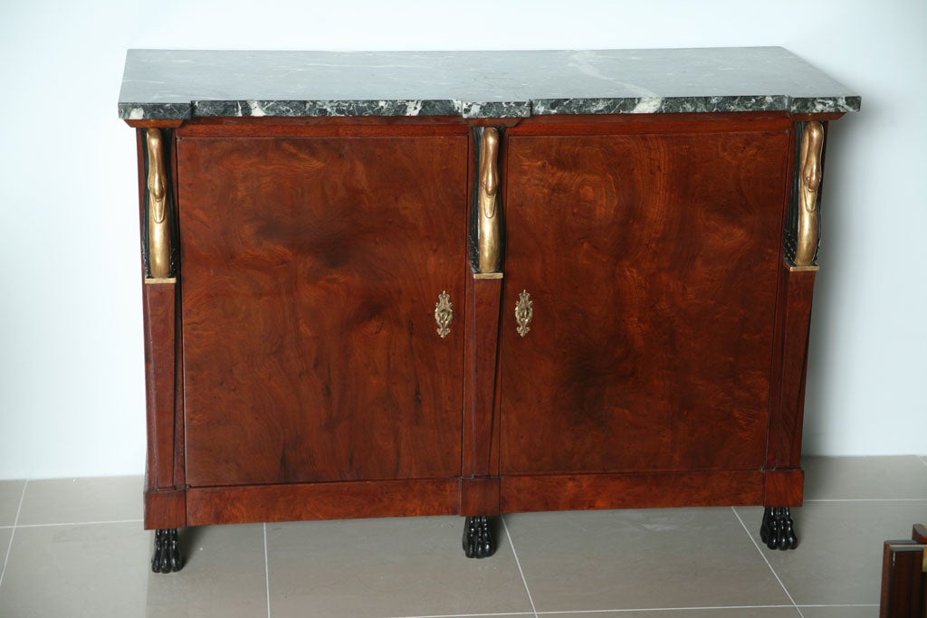 Pair of Baltic Empire Mahogany, Parcel-Gilt Two-Door Credenza
