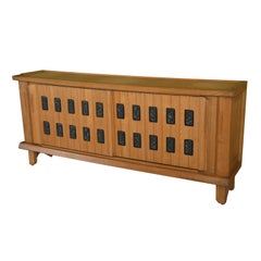 Fine Sycamore, Oak and Parcel Ebonized Credenza by Maurice Pre