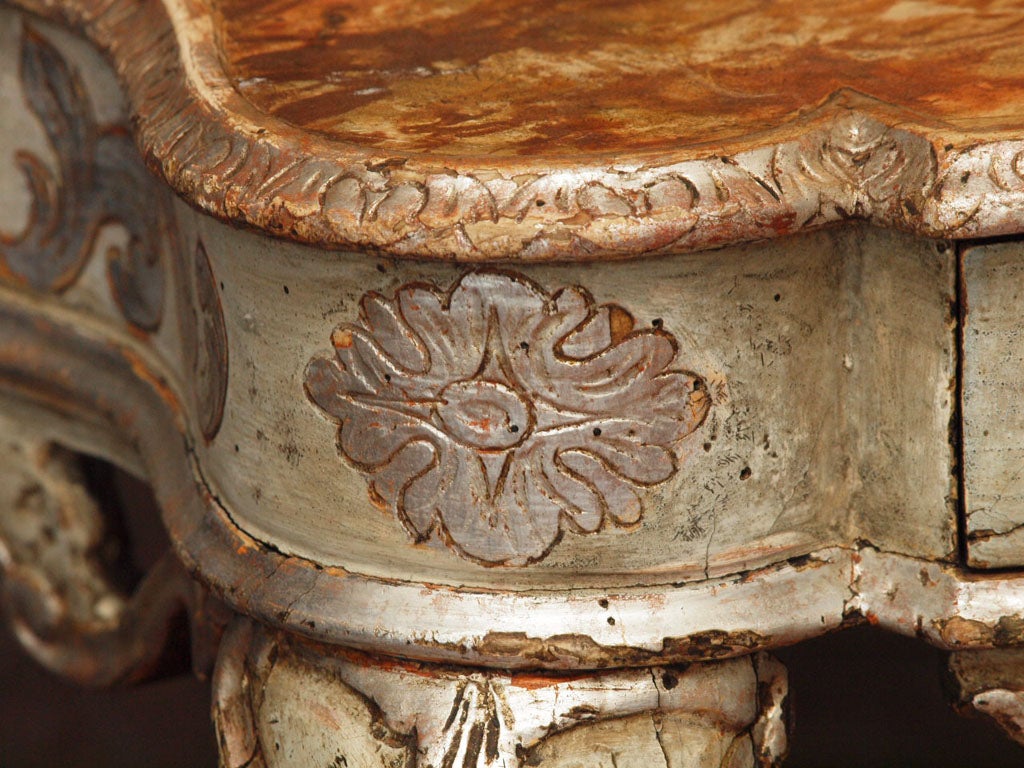 Painted 18TH CENTURY SILVERGILT AND PAINTED CONSOLE TABLE For Sale