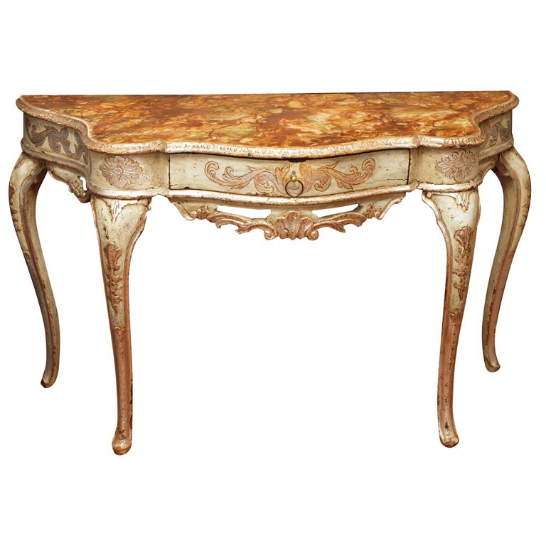 18TH CENTURY SILVERGILT AND PAINTED CONSOLE TABLE For Sale