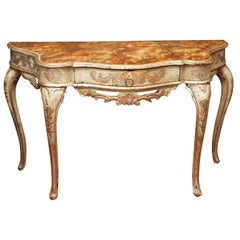18TH CENTURY SILVERGILT AND PAINTED CONSOLE TABLE