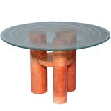Orange Goat Skin Triple Pillar Table by Karl Springer