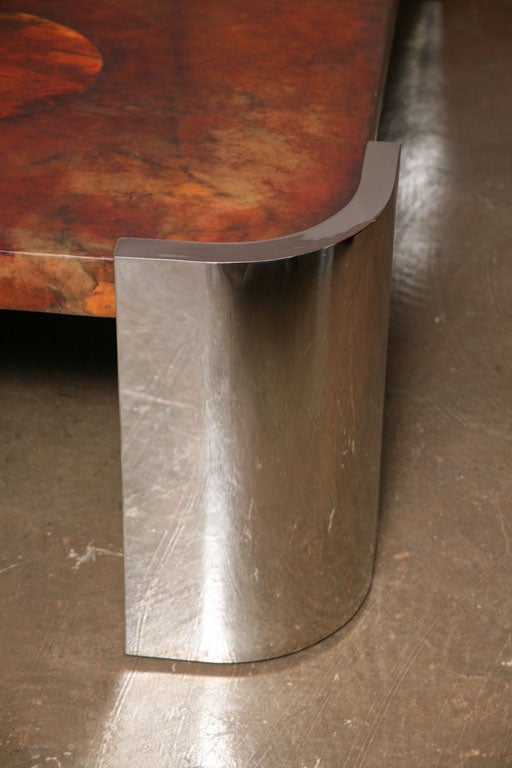 Late 20th Century Massive Goat Skin & Steel Coffee Table