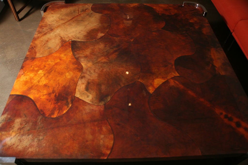 Massive Goat Skin & Steel Coffee Table 2