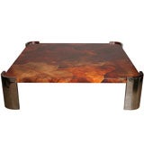 Massive Goat Skin & Steel Coffee Table