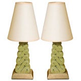 Pair 1940
s Petite Lamps With Original Shades
