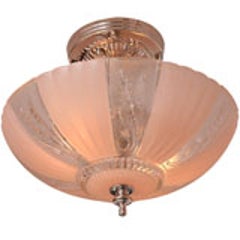 French Deco Chandelier Pink Engraved, Restored 6
