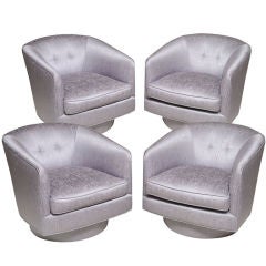 Milo Baughman Style 4 Barrel Armchairs