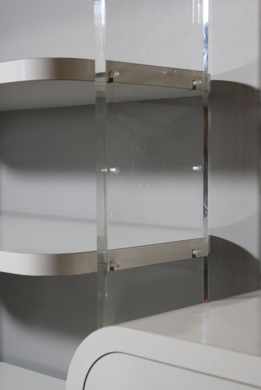 Lucite and Laminate MODular Wall Unit Room Divider GLAM! In Excellent Condition In Stamford, CT