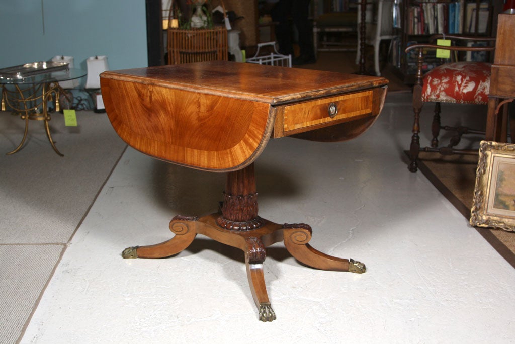 PAIR Pembroke Table Flame Mahogany Brass Paw Feet