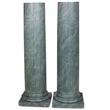 Antique Pair 19th Century Faux Painted Pillar Form Wooden Pedestals