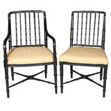 Set 8 Faux Bamboo Dining Chairs With New Upholstered Seats