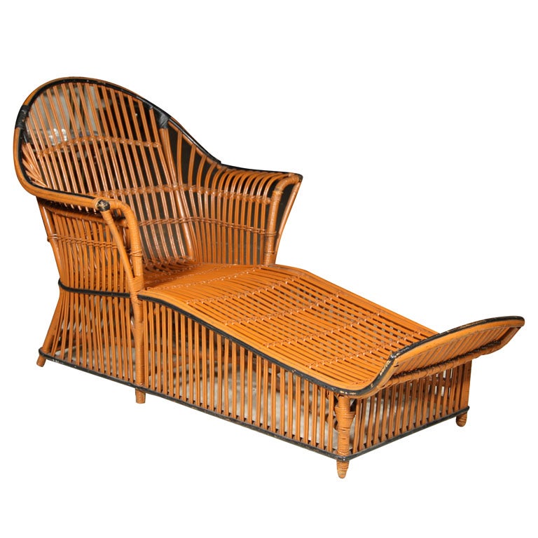 Split Reed Rattan Chaise Lounge YPSILANTI FURNITURE IONIA MICH at 1stdibs