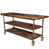 Antique Industrial Table on Wheels