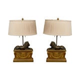 Pair Elegant 19th Century Chenets Adapted as Lamps