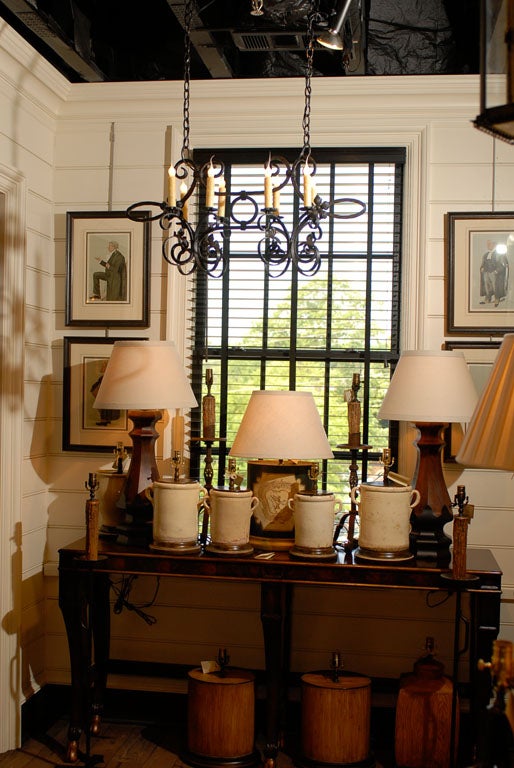 Eight Light Rectangular Iron Hanging Light Fixture