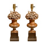 Pair Fruit Filled Urns as Lamps