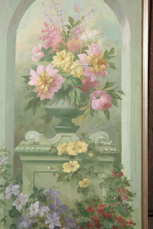 Floral Oil Painting on Canvas In Good Condition For Sale In Stamford, CT