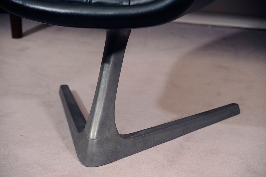 Mid-Century Pair of Black Vinyl "Unicorn" Chairs