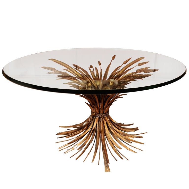 Italian Hollywood Regency Style Sheaf of Wheat Coffee Table