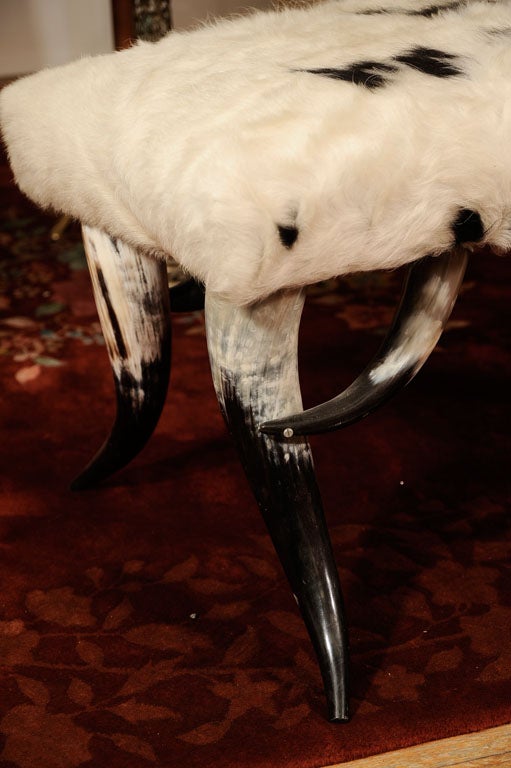 Horn and Cowhide Ottoman