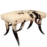 Horn and Cowhide Ottoman