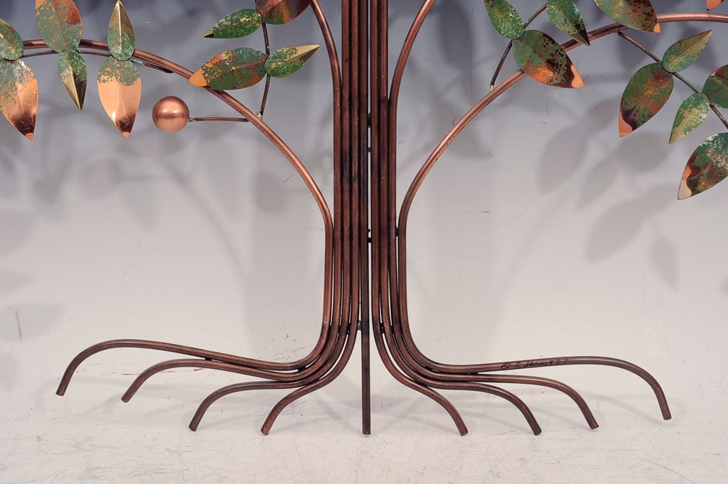 Mid Century copper wall sculpture of the tree of life by Curtis Jere, signed 