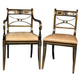 Grande Set of 12 Regency Painted Period Ebonized Chairs
