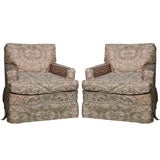 Pair of Fortuny Fabric Club Chairs