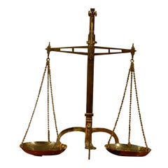 English Brass Bankers Balance Scale from the 19th Century with Circular Pans