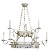 Italian Nine Light Chandelier in Distressed Painted Finish