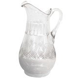 English Hand Blown and Cut Glass Pitcher
